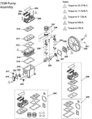 Pump - 755H Diagram and Parts List for PXCMLC3706056 Type 1 Porter Cable Compressor